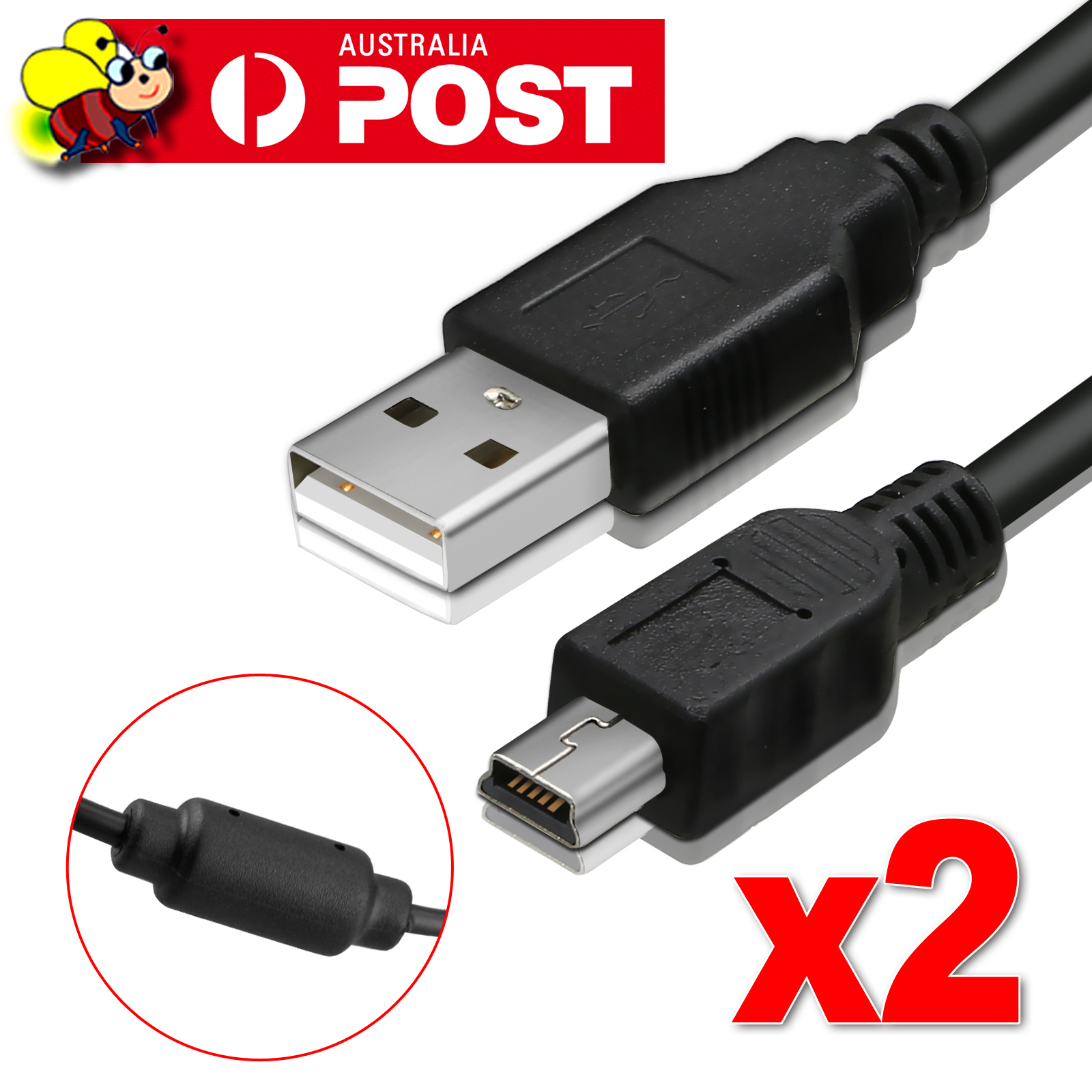 2x USB Power Charger Charging Cable for Sony PS3 Move Wireless Game